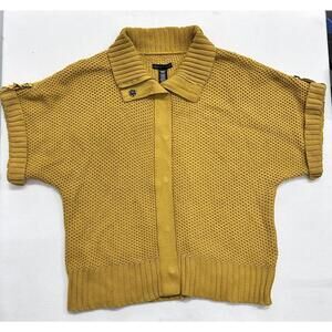 Apostrophe Sz M Sculptural Knit Sweater Top Mustard Yellow Avant-Garde Y2K Vntg